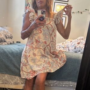 Floral Ruffle Sleeve Dress